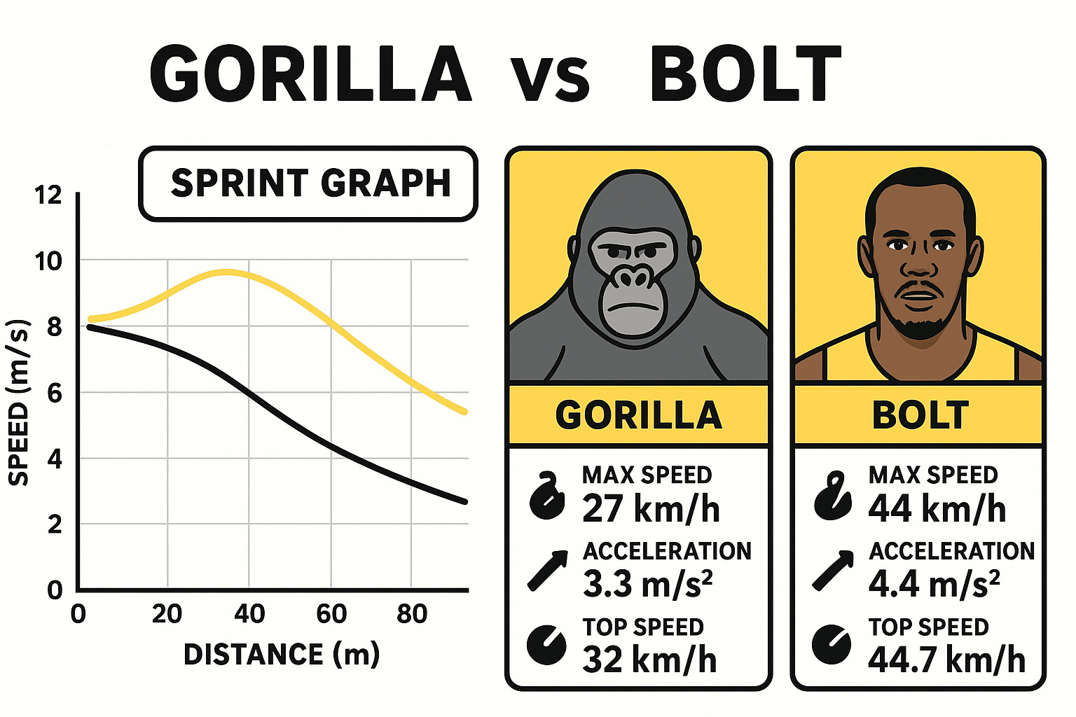 Gorilla Speed vs Human Speed 