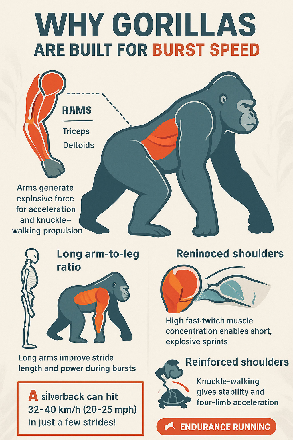 Why Gorillas Are Built for Burst Speed