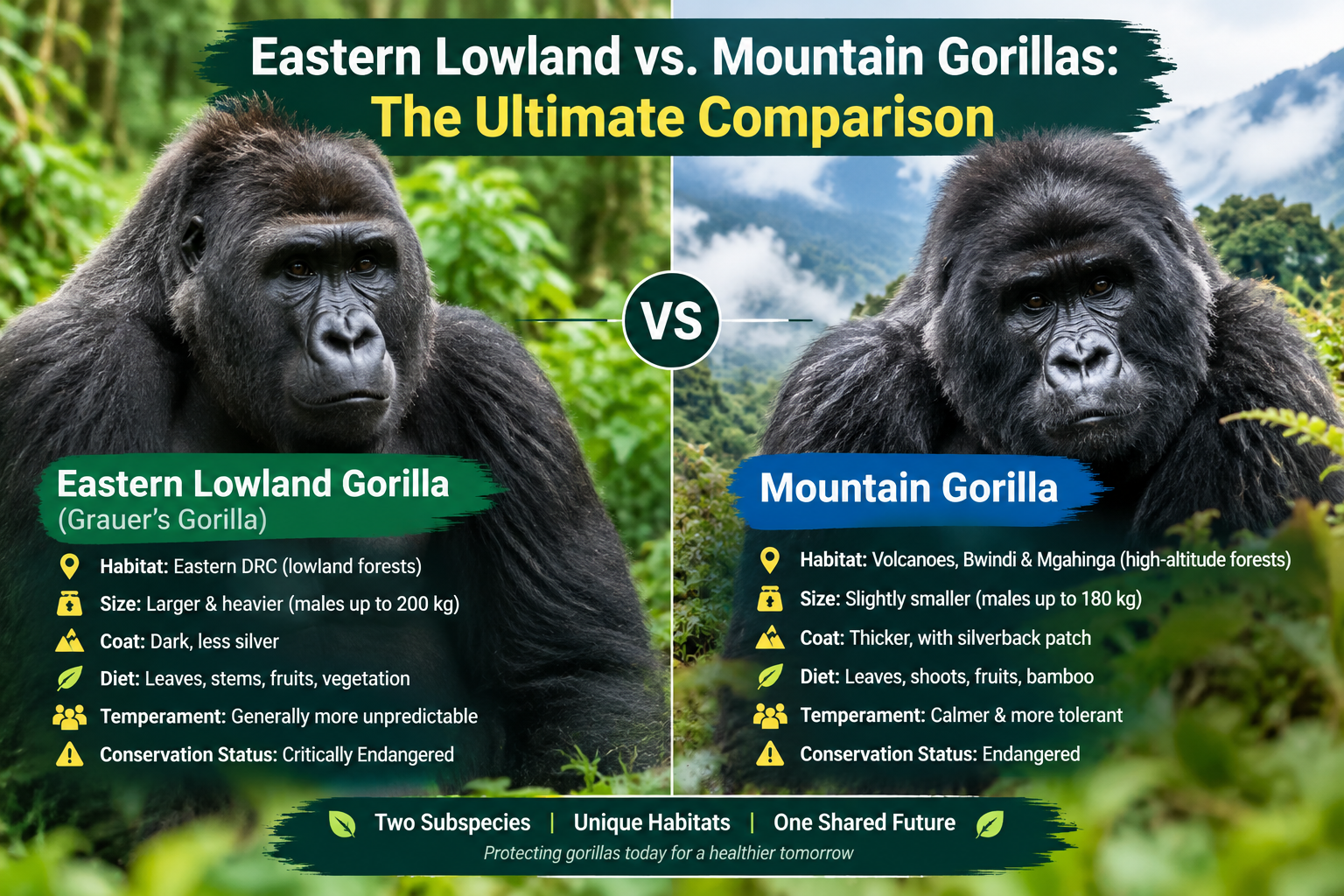 Eastern Lowland vs. Mountain Gorillas: The Ultimate Comparison